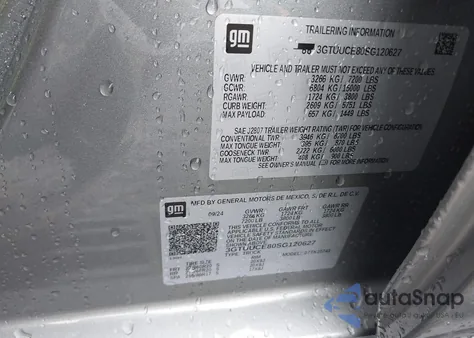 2025 GMC Sierra 1500 4Wd Standard Box Elevation from USA, damaged, VIN 3GTUUCE80SG120627